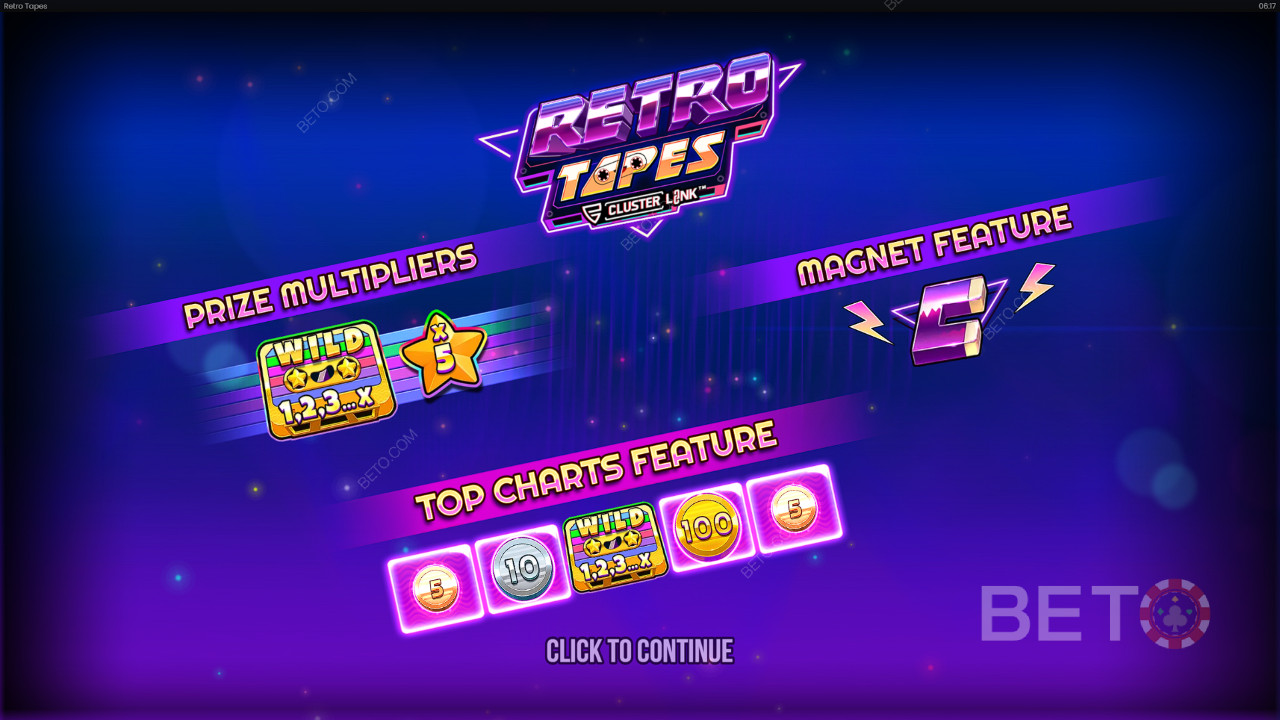 Características adicionales explicadas en Retro Tapes Cluster Link by Push Gaming