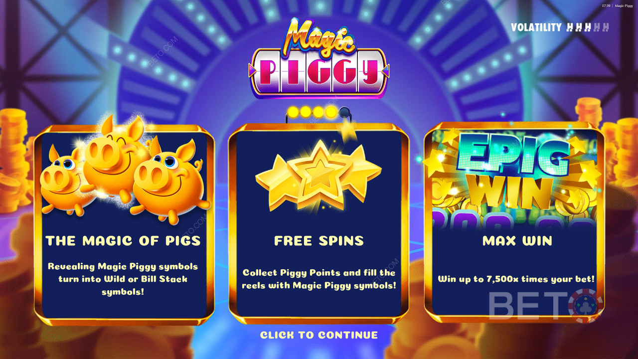 Explicación de las bonificaciones en Magic Piggy de Hacksaw Gaming