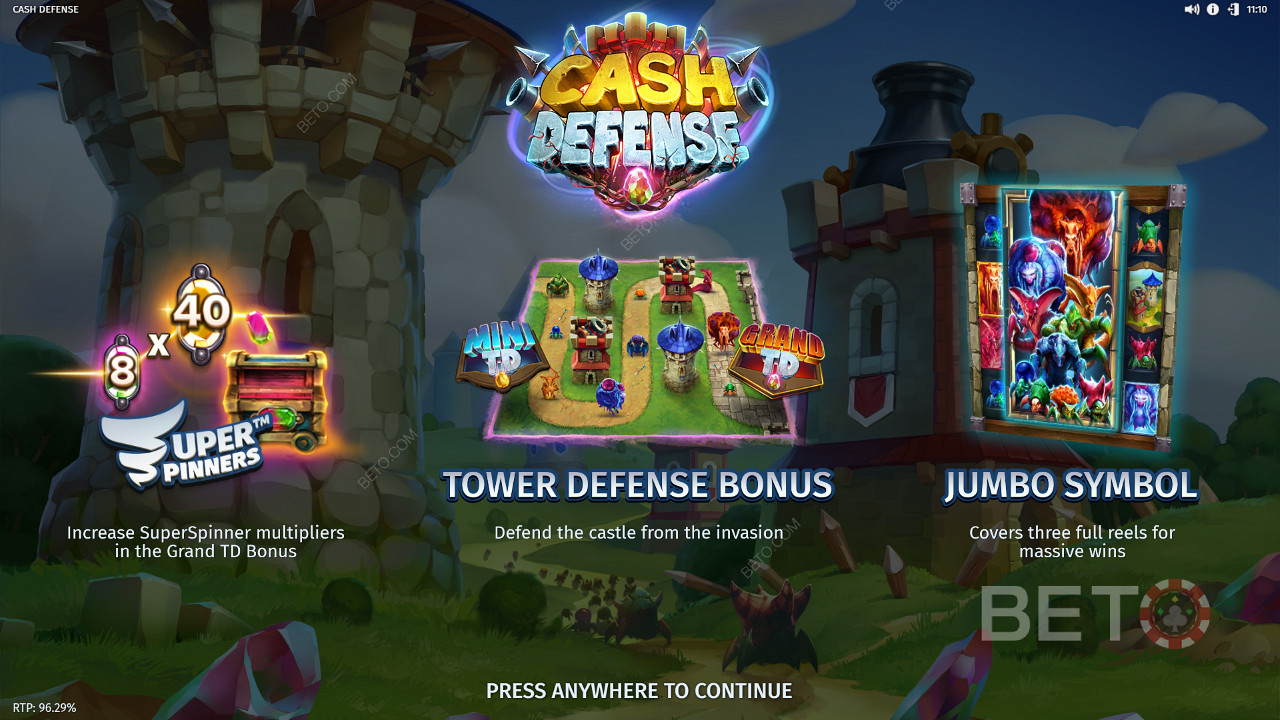 ¡Gana 20.000 veces tu apuesta en la tragaperras Cash Defense!