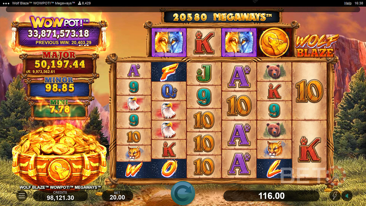 Wolf Blaze WOWPOT! Megaways Juego Gratis