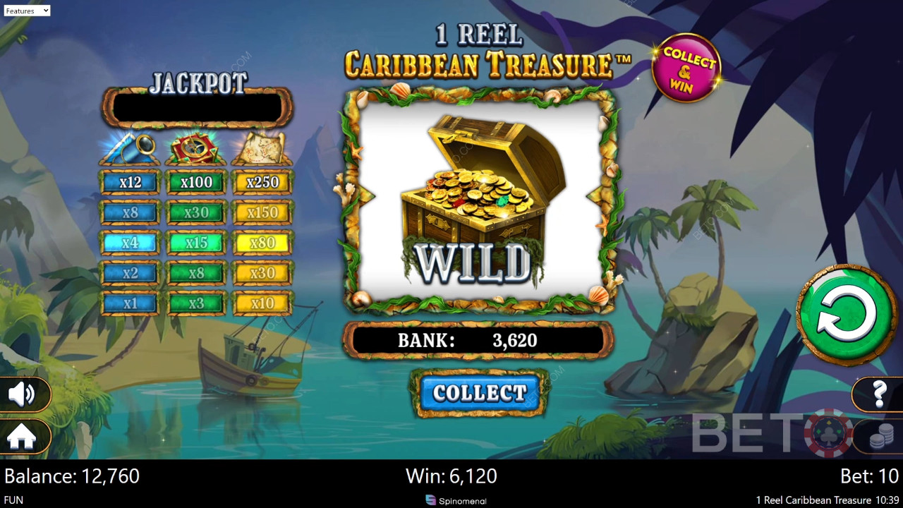 1 Reel Caribbean Treasure Reseña de BETO Slots