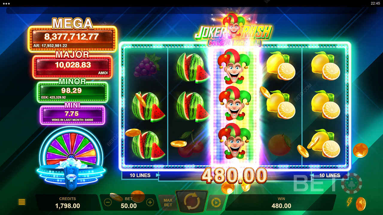 Joker Rush Mega Moolah Reseña de BETO Slots