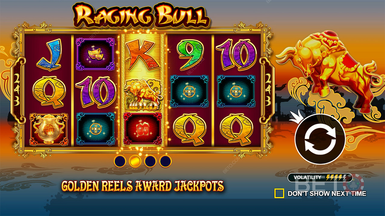 Gana Jackpots en el juego base de la tragaperras Raging Bull