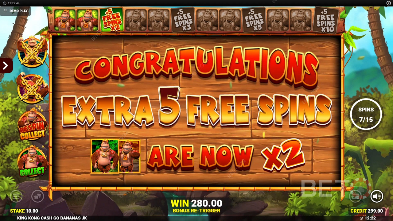 Gana 50.000 veces tu apuesta en la tragaperras King Kong Cash Go Bananas.