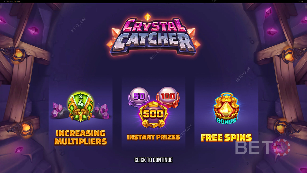 Explicación de las bonificaciones en Crystal Catcher de Push Gaming