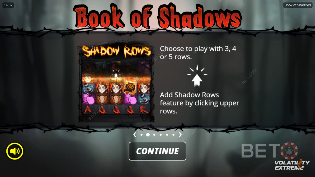 Desbloquea las 5 filas o juega con sólo 3 filas en la tragaperras Book of Shadows