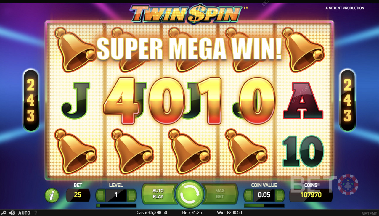 Ganar un Super Mega Win en Twin Spin