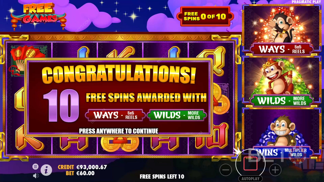 Explicación de las bonificaciones en 3 Dancing Monkeys por Wild Streak Gaming