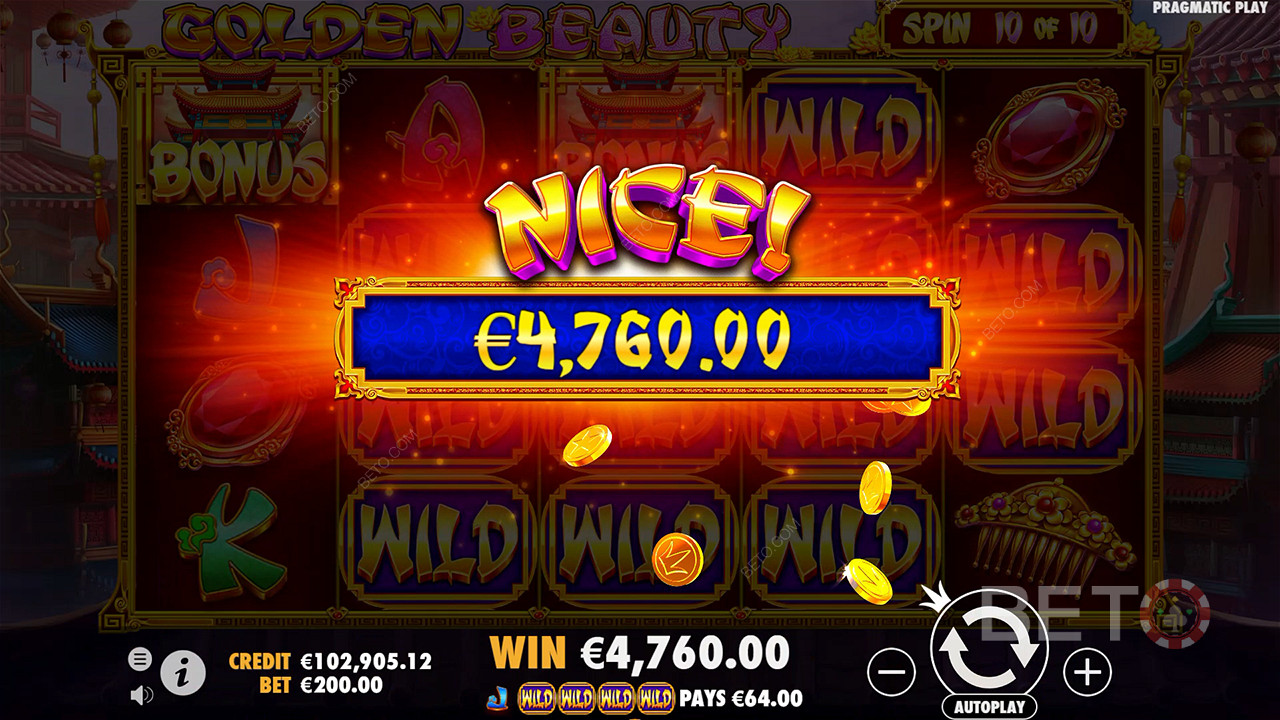 ¡Gana 210x tu apuesta en la tragaperras online Golden Beauty!