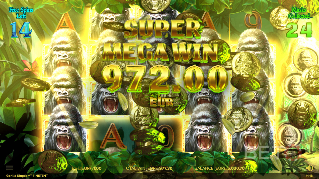 Consigue un Super Mega Win en la tragaperras online Gorilla Kingdom