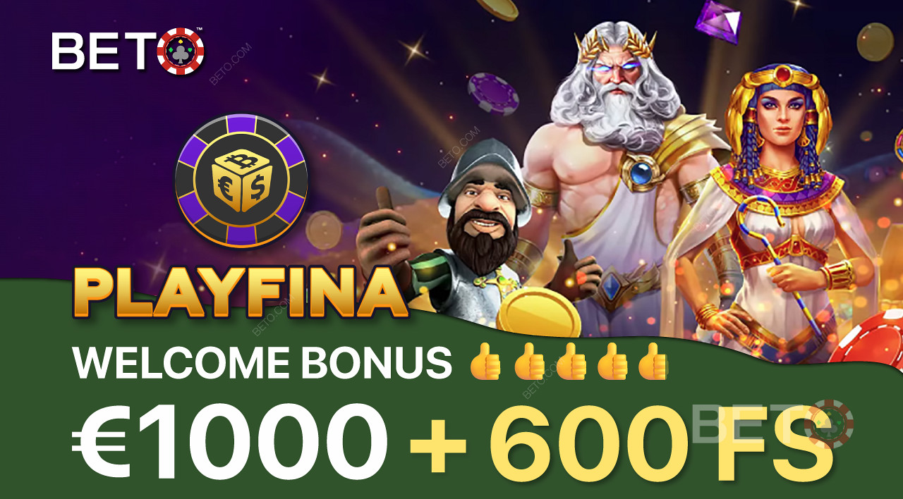 Playfina ofrece un enorme bono de bienvenida para atraer a nuevos jugadores.