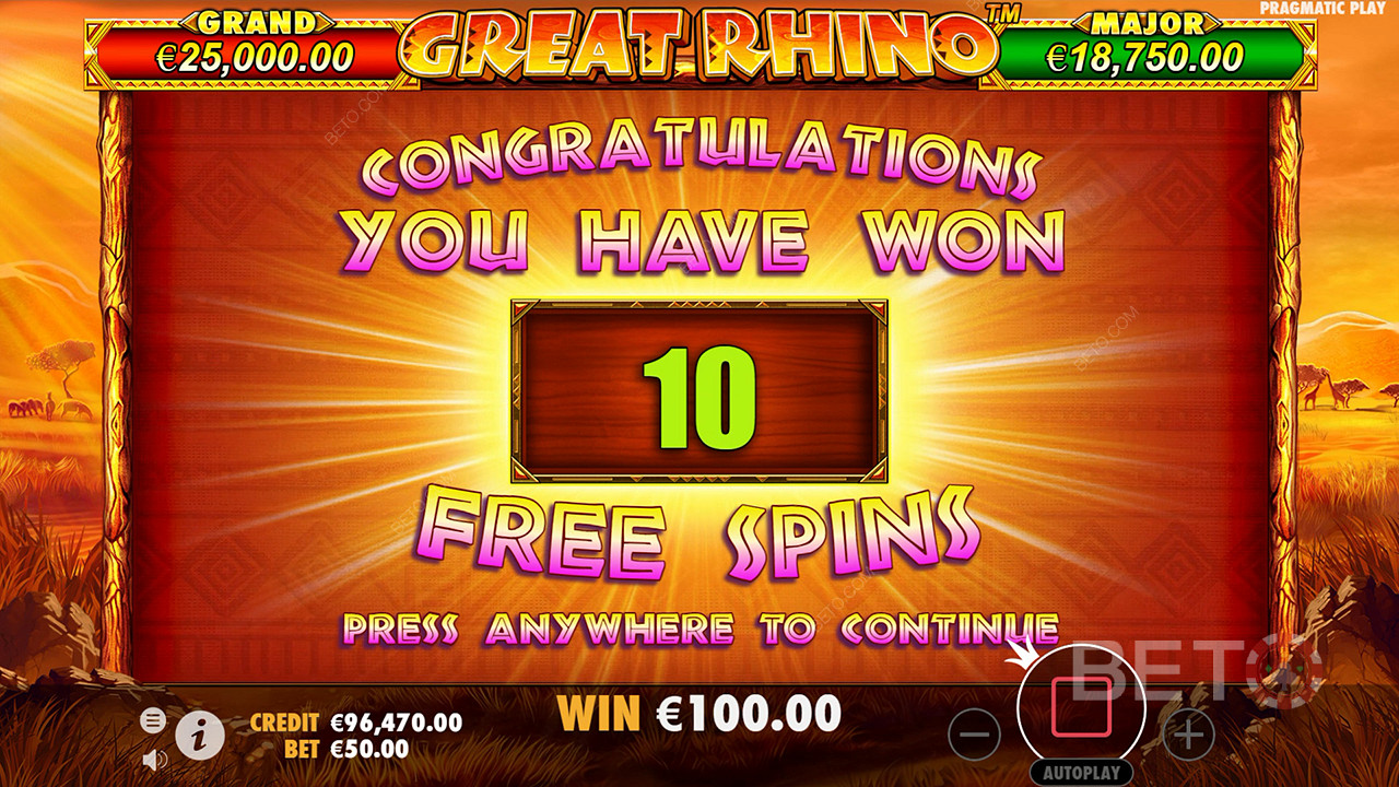 ¡Gana 500 veces tu apuesta en la tragaperras online Great Rhino!