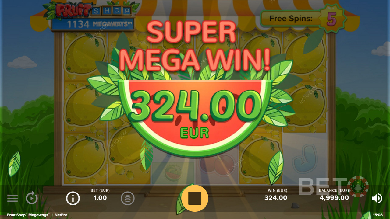 Conseguir el codiciado Super Mega Win en Fruit Shop Megaways