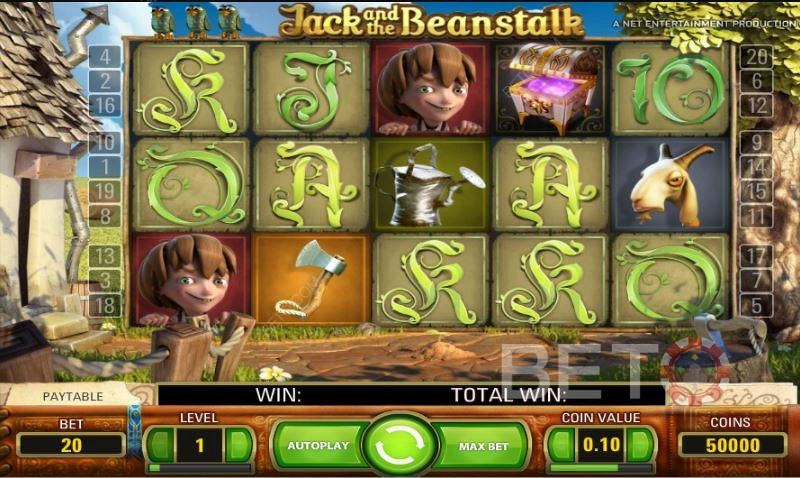 Símbolos de baja y alta remuneración en Jack and the Beanstalk