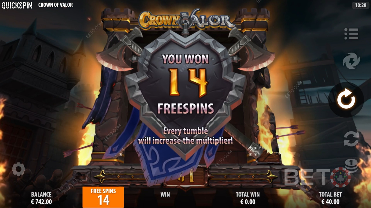 ¡Gana 15.619x Tu apuesta en la Video Tragaperras Crown of Valor!