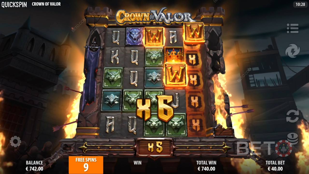 Explicación de las funciones adicionales de Crown of Valor por Quickspin