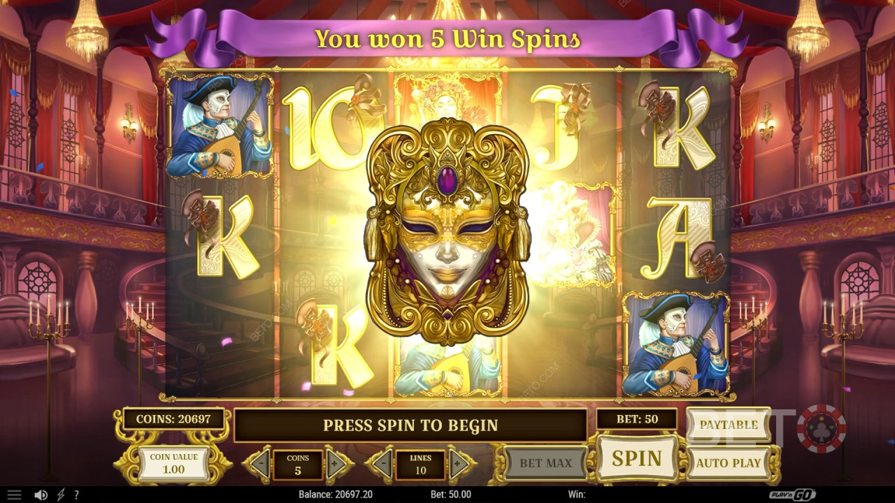 ¡Gana 10 000 veces tu apuesta en la tragaperras de vídeo «Royal Masquerade»!