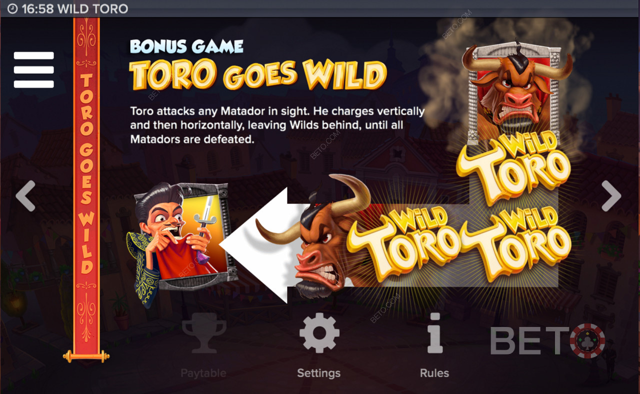 Características especiales de la tragaperras Wild Toro