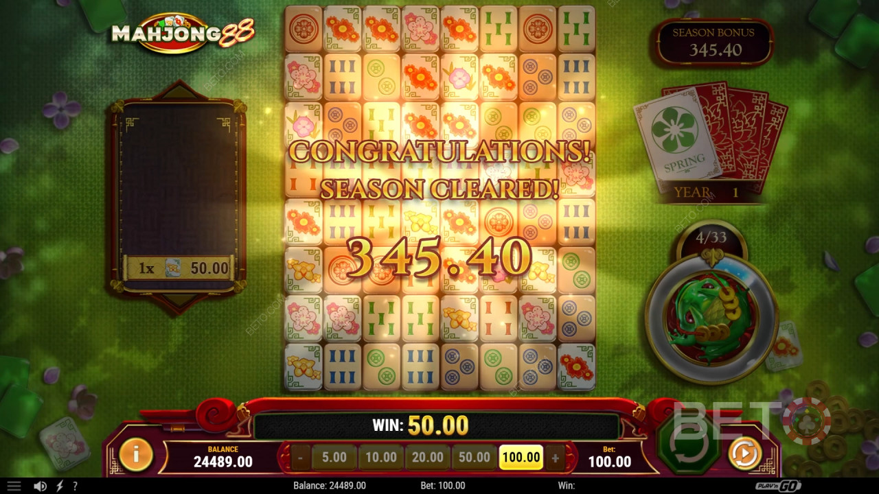 Explicación de las bonificaciones en Mahjong 88 de Play