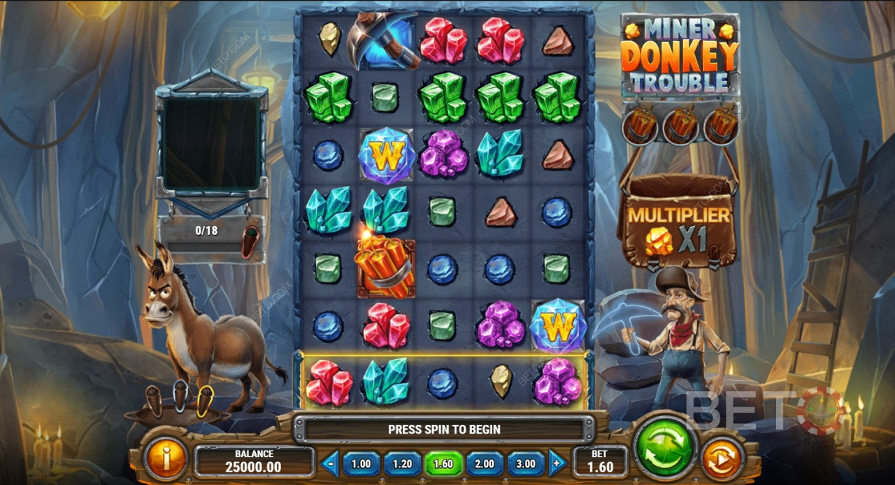 Miner Donkey Trouble - Ve en busca de tesoros y piedras preciosas de colores