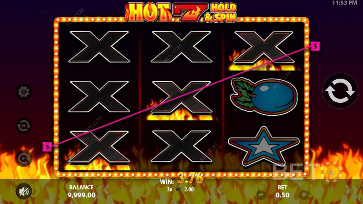 Aterrizar combos diagonales en Hot 7 Hold and Spin