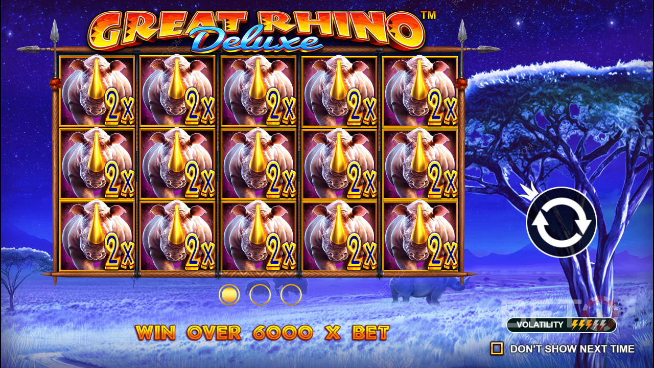 ¡Gana 6.242x tu apuesta en la tragaperras Great Rhino Deluxe!