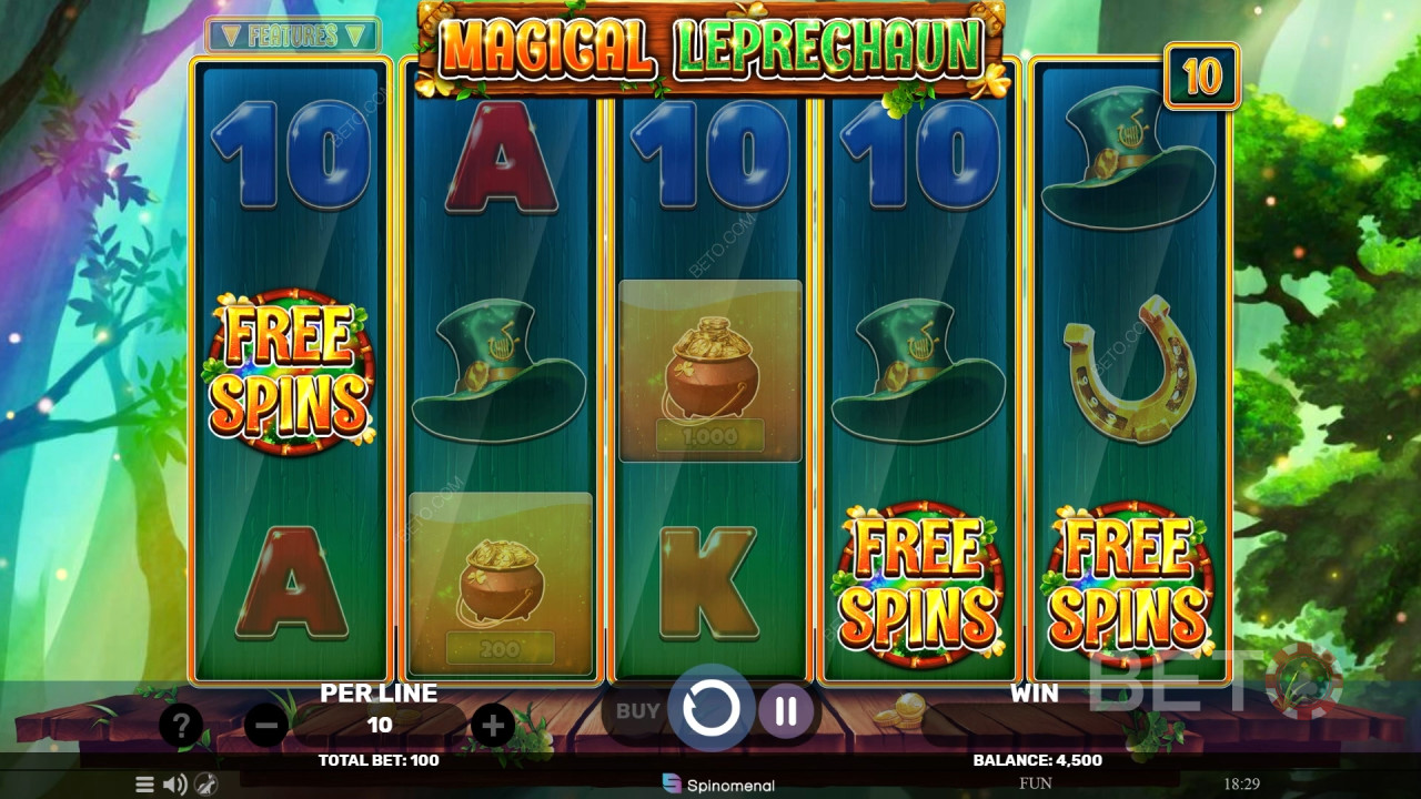 Explicación de las bonificaciones en Magical Leprechaun de Spinomenal