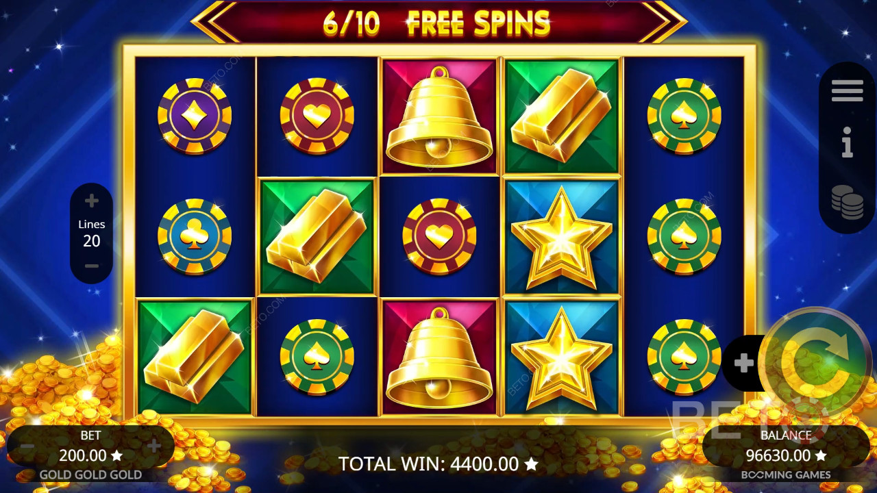 Explicación de las funciones de bonificación en Gold Gold Gold de Booming Games