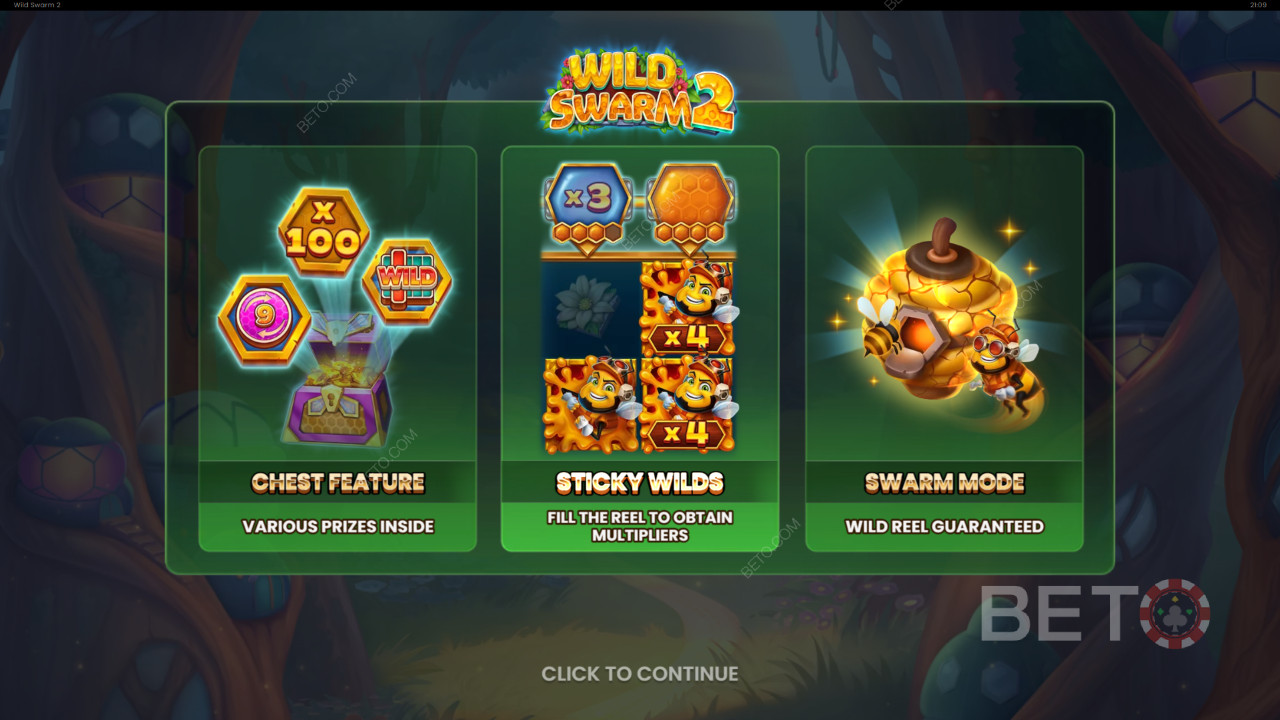 Explicación de las funciones adicionales en Wild Swarm 2 by Push Gaming