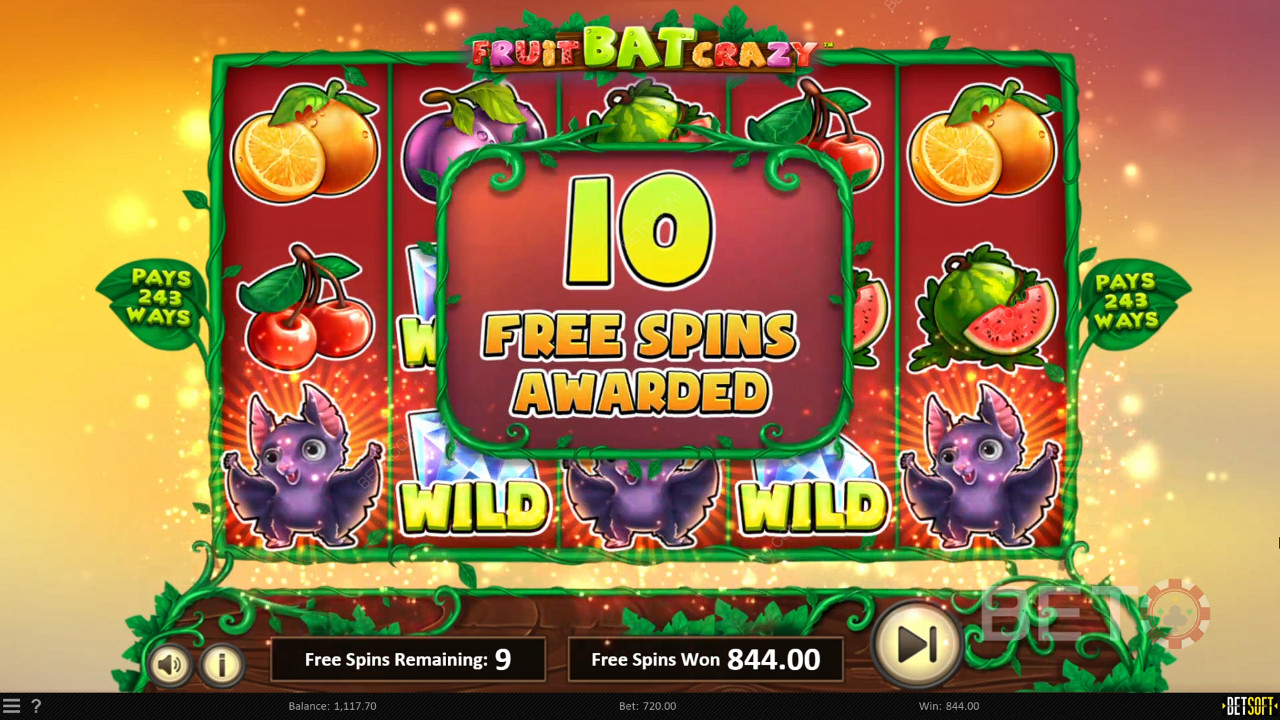 Ganar 10 tiradas gratis en Fruit Bat Crazy