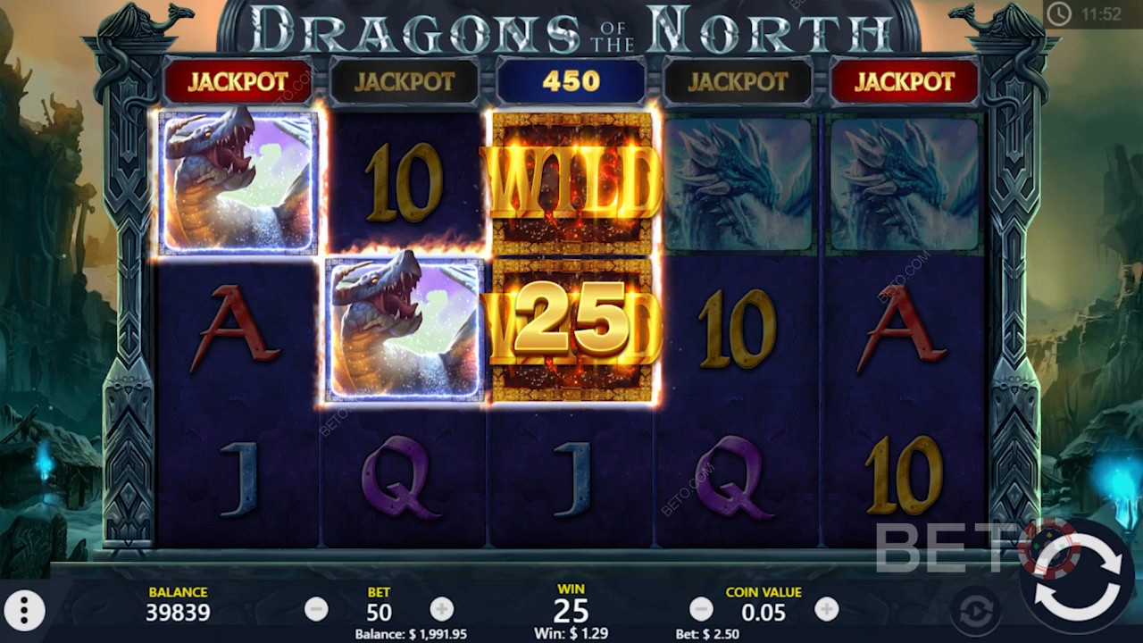 Los comodines te ayudarán a conseguir más premios en la tragaperras online Dragons of the North
