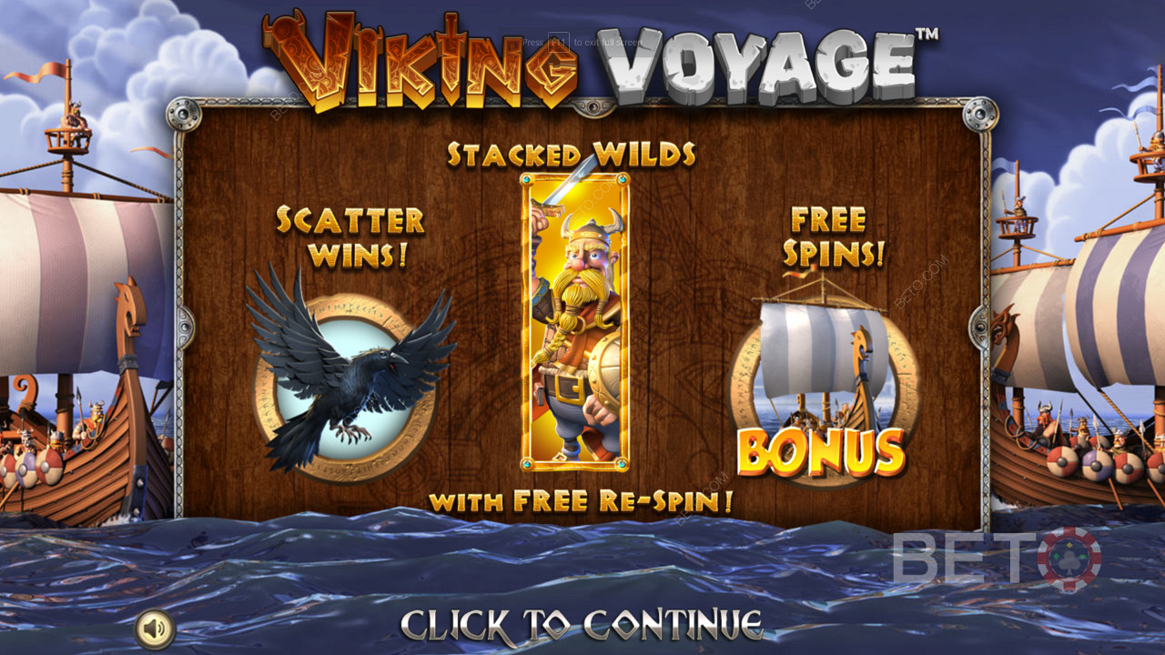 Disfruta de varias y potentes funciones de bonificación y giros gratis en la tragaperras Viking Voyage