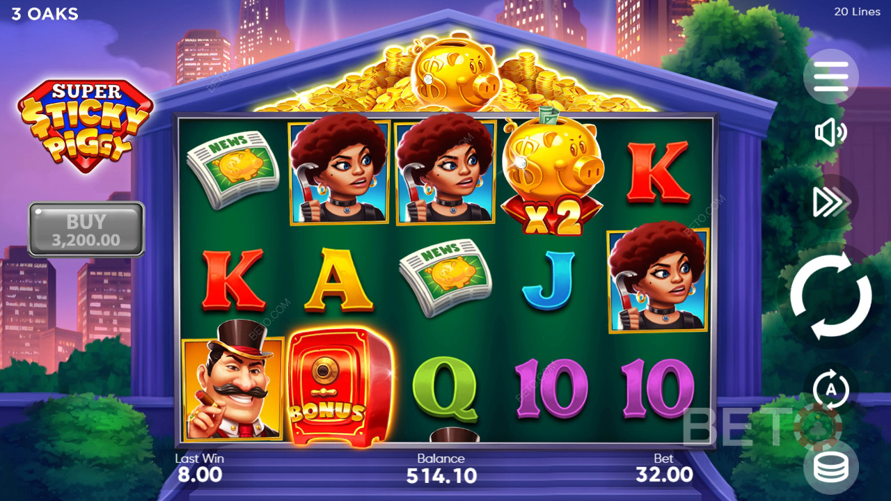Cómo jugar a Super Sticky Piggy de 3 Oaks Gaming