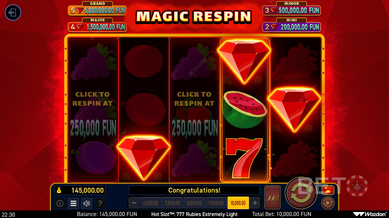 Hot Slot: 777 Rubies Extremely Light Reseña de BETO Slots