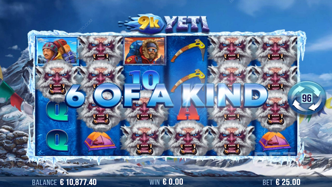 Consigue una combinación de seis de un tipo y gana a lo grande en la tragaperras online 9k Yeti