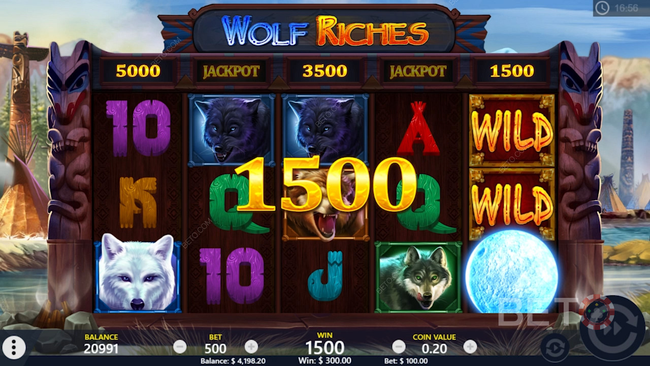 Disfruta de ganancias constantes en la tragaperras Wolf Riches