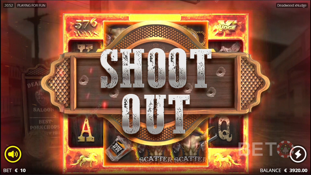 Juego de bonificación de tiradas gratuitas de Deadwood, Shoot Out