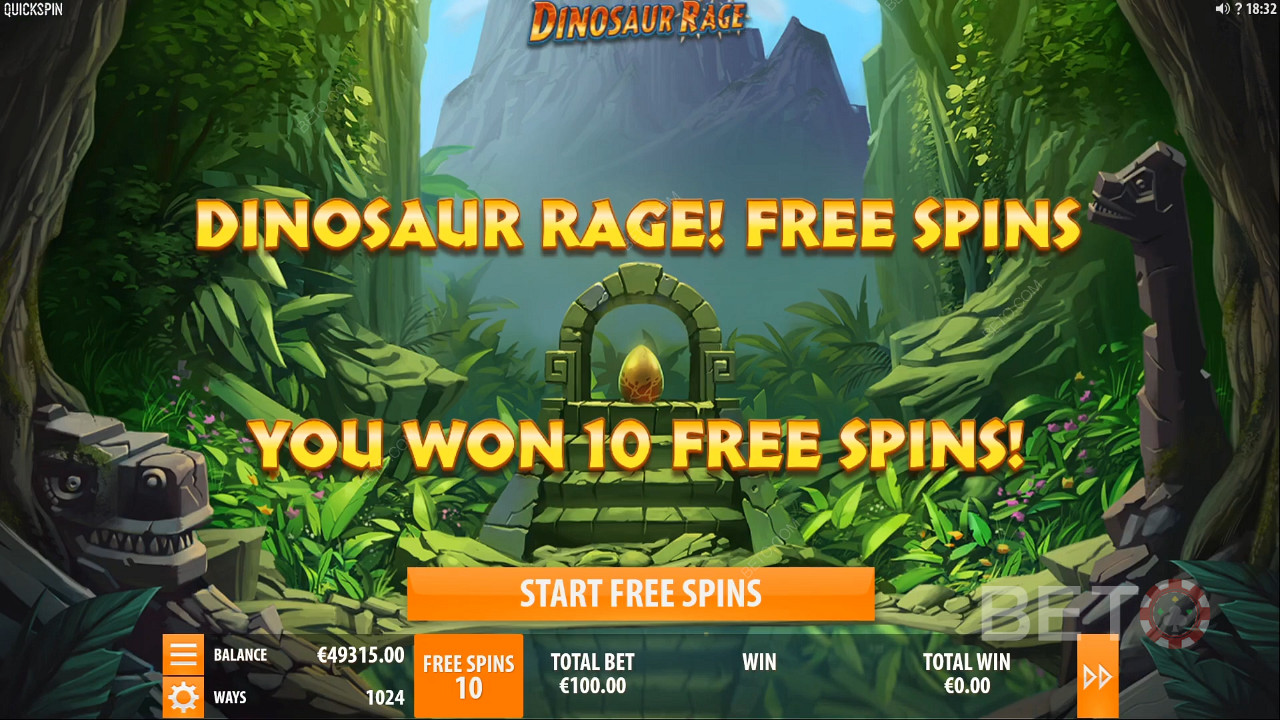Ganar tiradas gratis en Dinosaur Rage