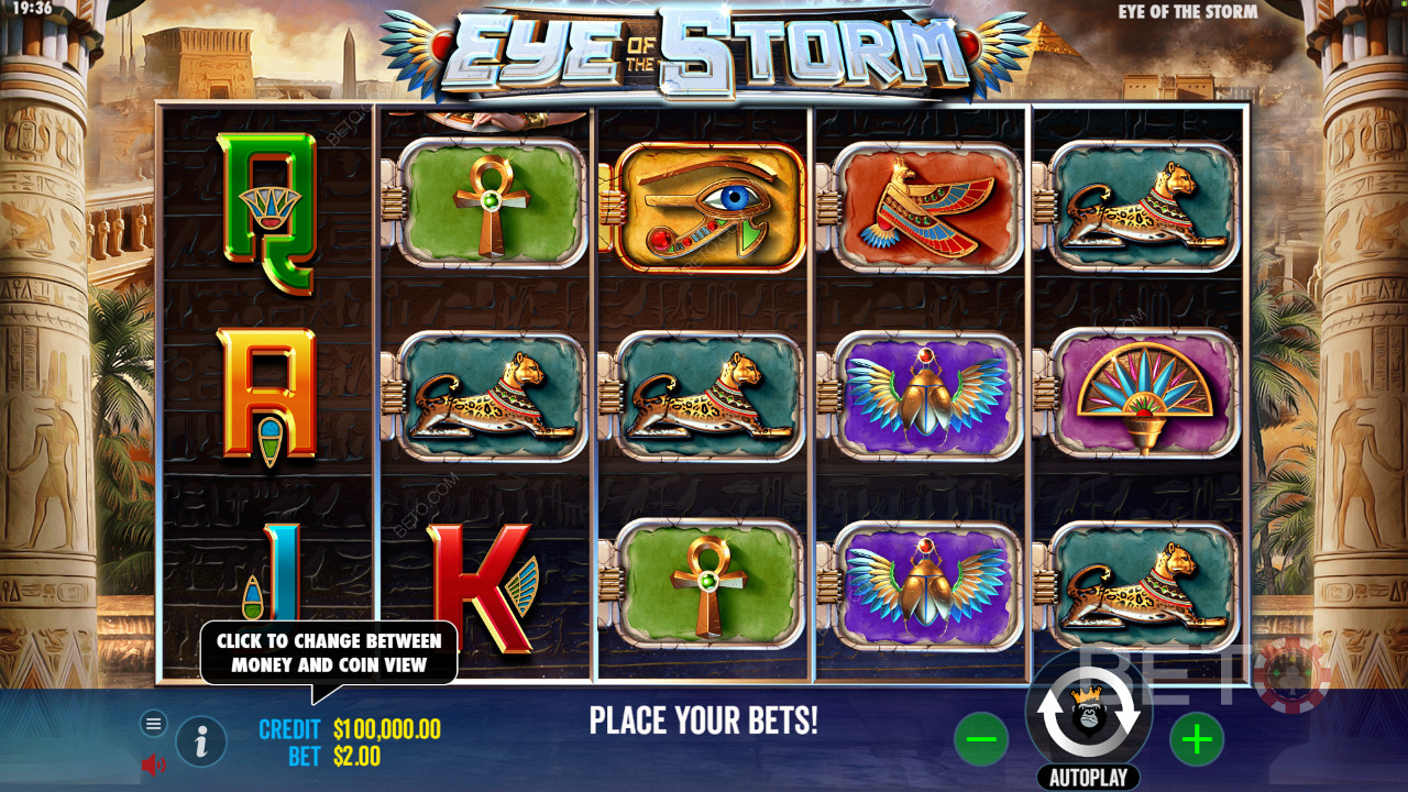 Disfruta de hermosos símbolos en la video tragamonedas Eye of the Storm