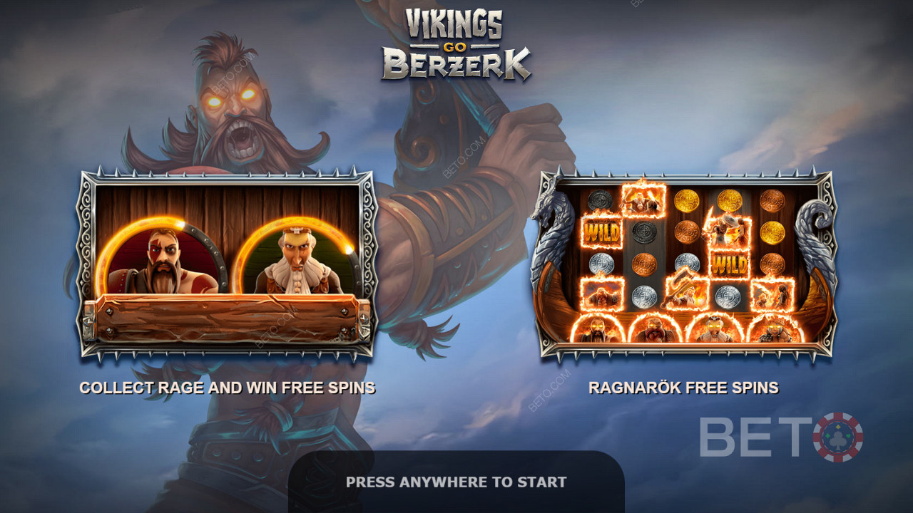 La función Vikings Rage te proporciona 7 tiradas gratis y un símbolo de vikingo de bonificación