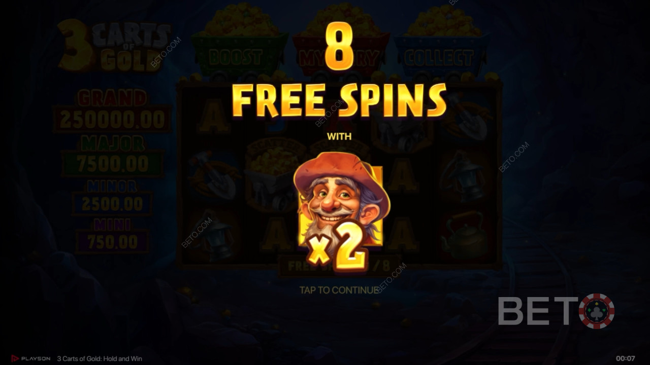¡Gana 5.000 veces tu apuesta en la tragaperras 3 Carts of Gold: Hold and Win!