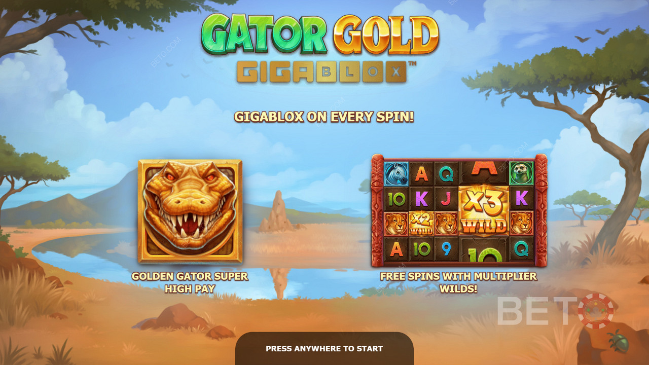 Pantalla de introducción de Gator Gold Gigablox