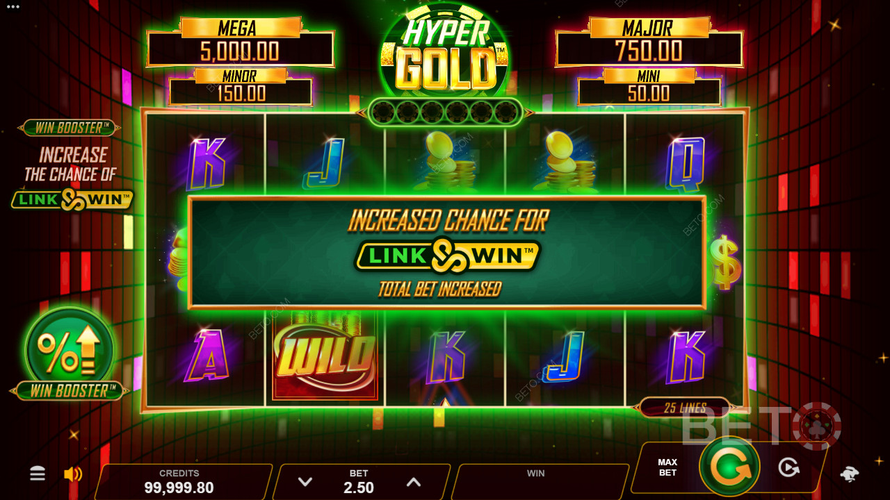 Hyper Gold cuenta con las funciones Win Booster y Link & Win Bonus para emocionarte
