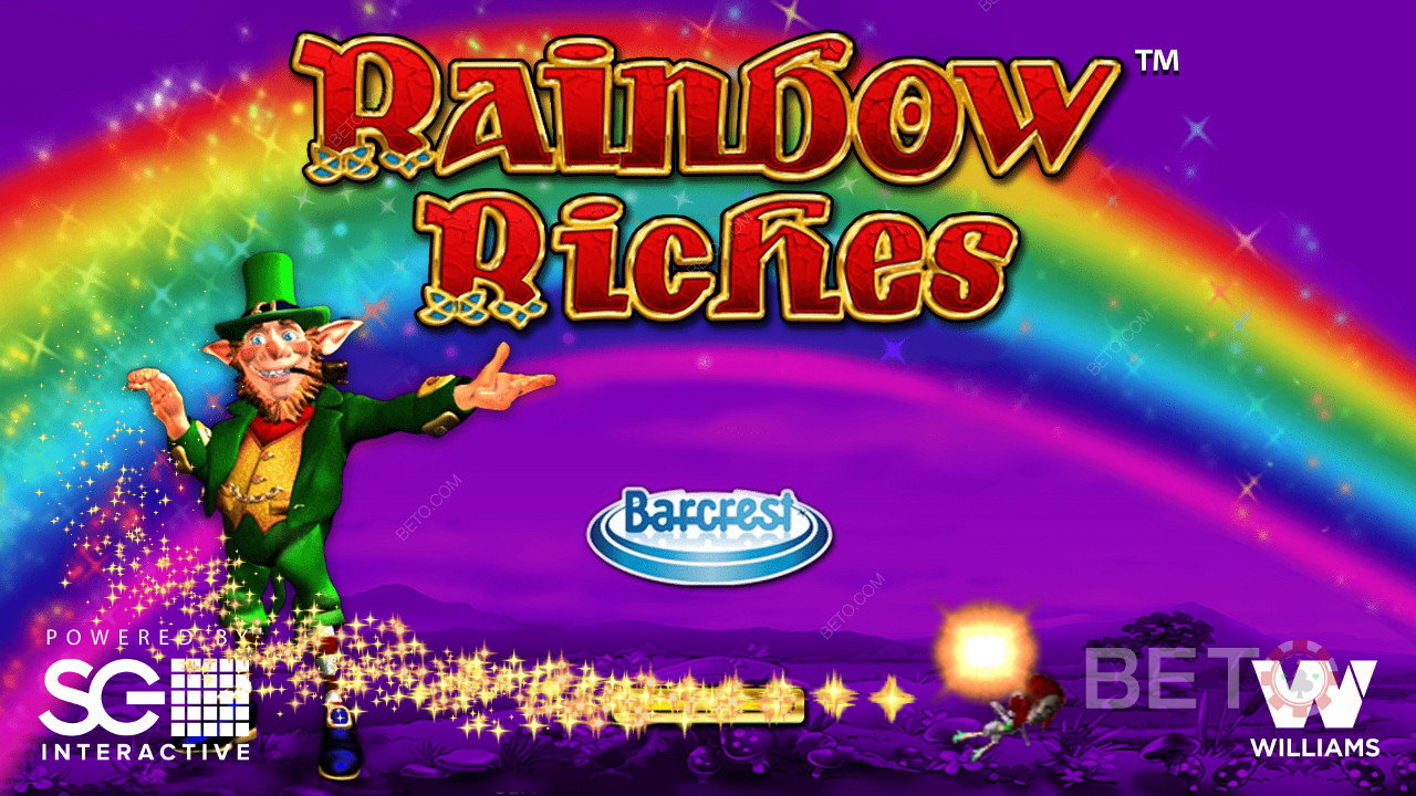 Pantalla de apertura de la tragaperras online Rainbow Riches