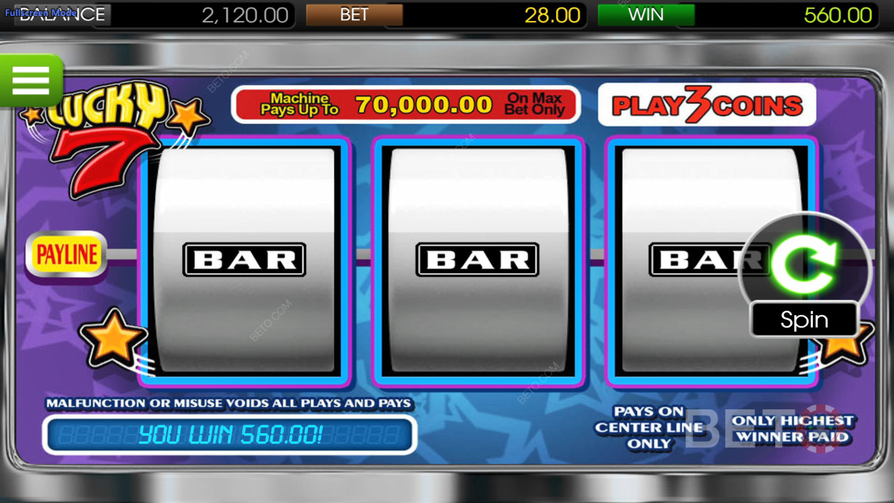 Lucky 7 Betsoft Reseña de BETO Slots