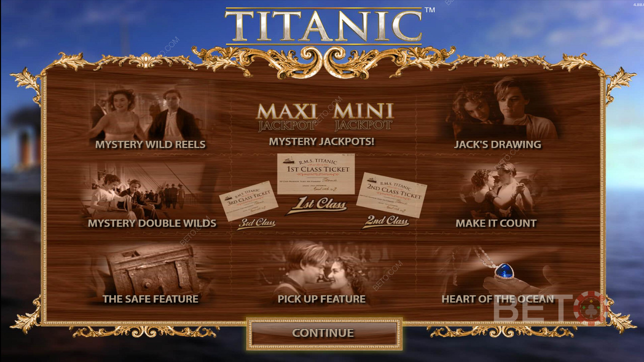 Disfruta de numerosas funciones en la tragamonedas de vídeo Titanic