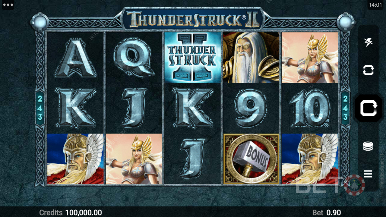 Diferentes símbolos temáticos en Thunderstruck II