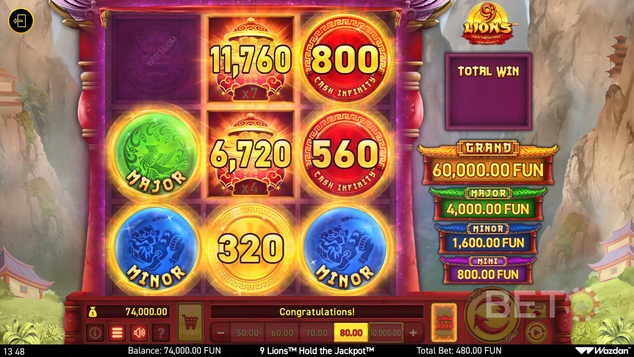 9 Lions Hold the Jackpot Juego Gratis