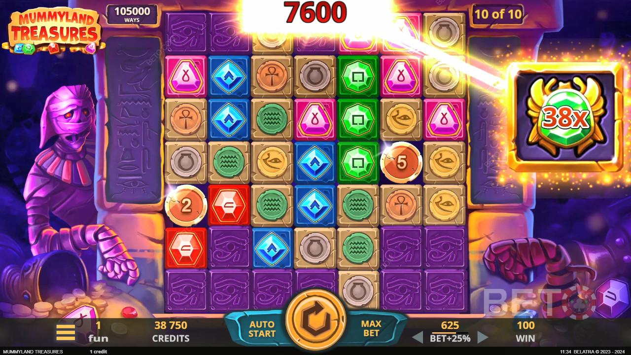 ¡Gana 25.000x Tu apuesta en la Video Tragaperras Mummyland Treasures!
