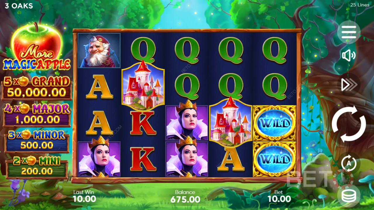 Explicación de las bonificaciones en More Magic Apple de 3 Oaks Gaming